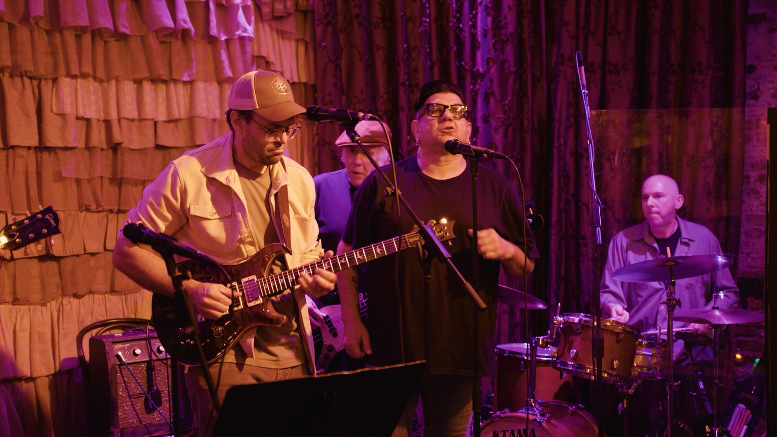The band playing a set after hours