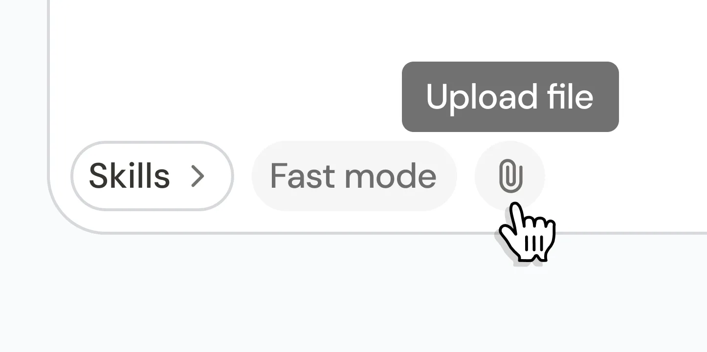 The chat composer's paperclip button for uploading a file