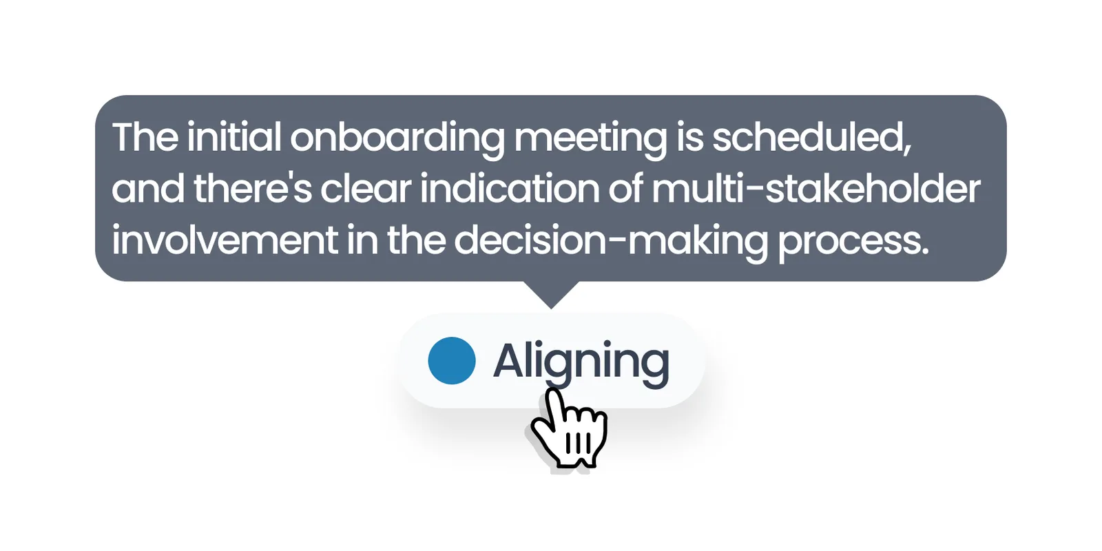 Hovering an opportunity stage indicator to read the reasoning behind it